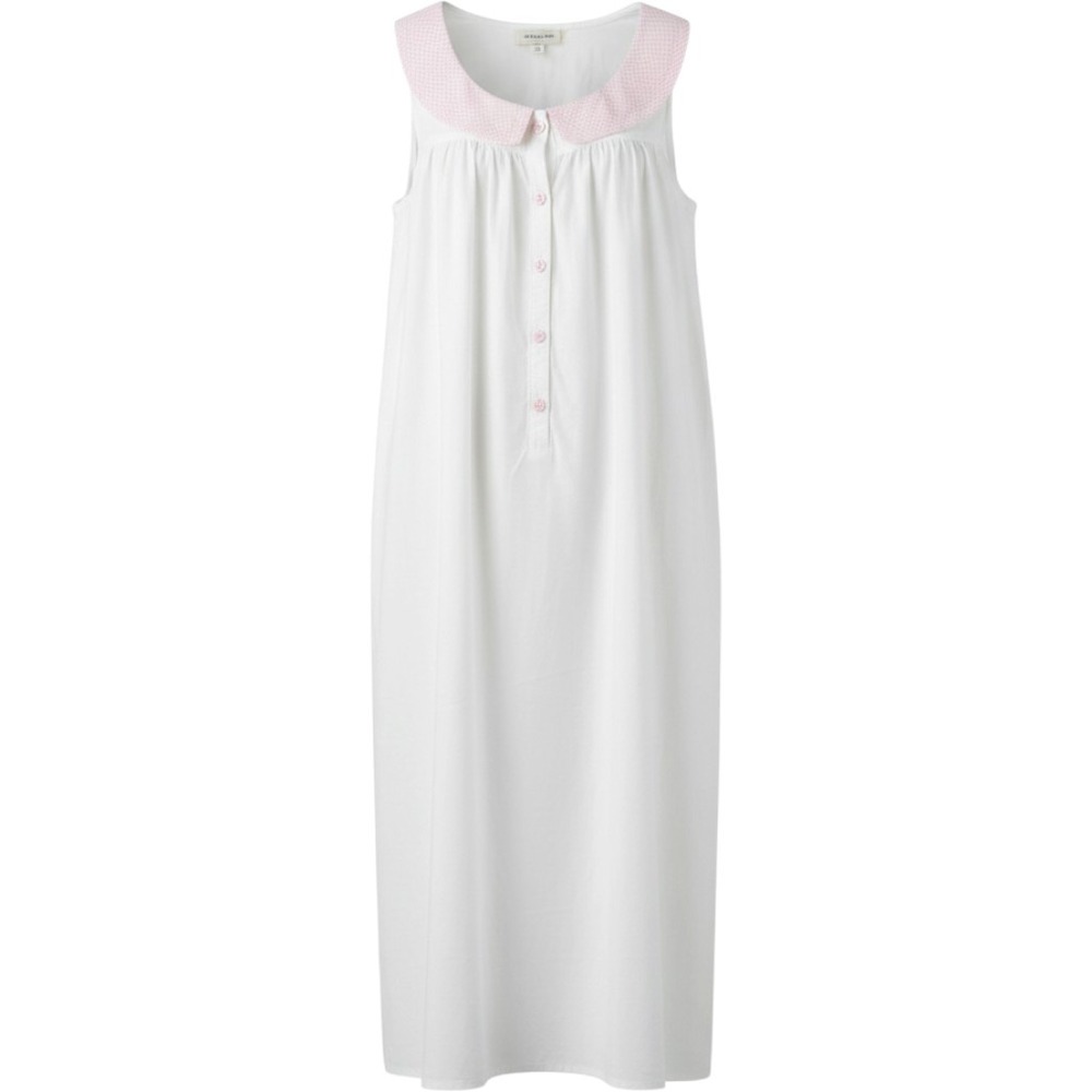 Cypress White Cotton Nightgown Pink Striped Peter Pan Collar Size S Unique